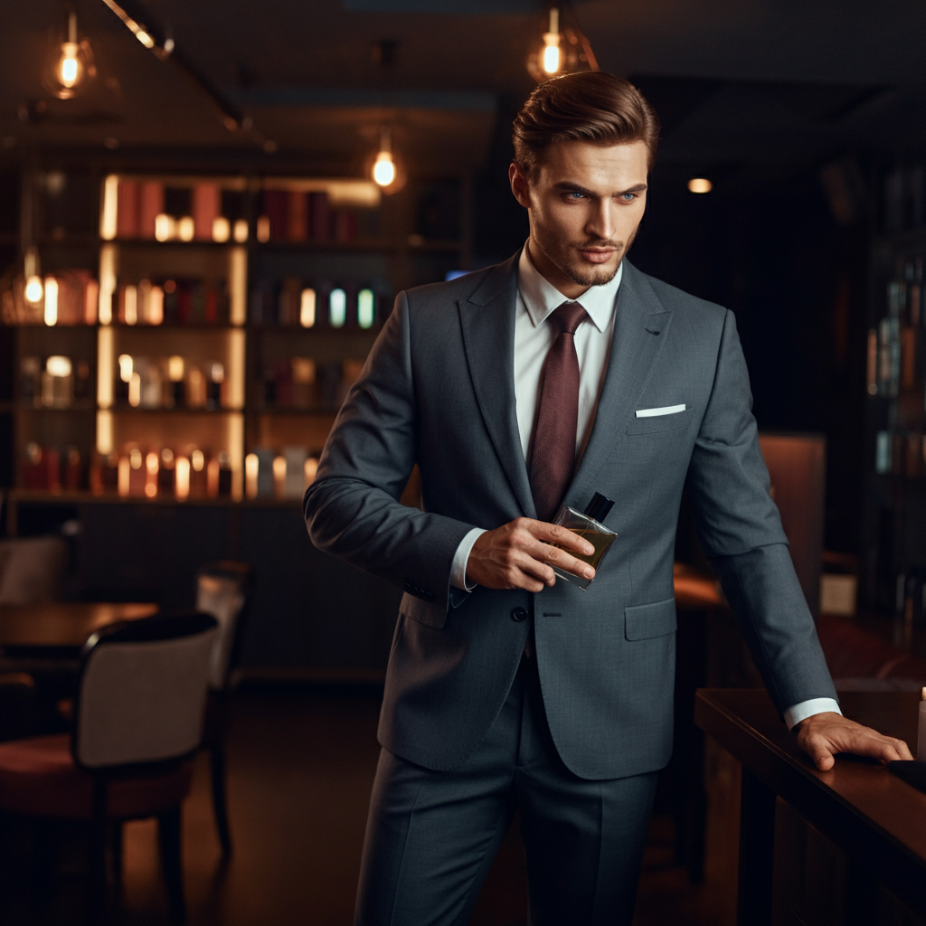Men's Fragrances for Every Occasion - Man in a club setting holding fragrance bottle