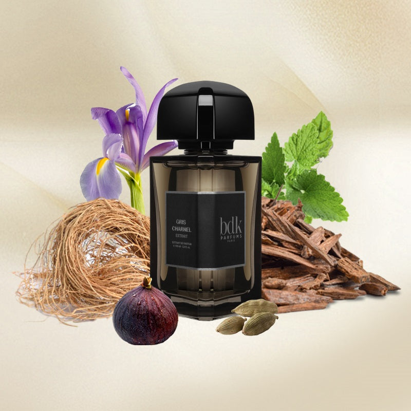 Lifestyle Image, Gris Charnel Extrait 100 ml Eau de Parfum by BDK Parfums – styled in a moody, intimate setting evoking allure, confidence, and timeless sensuality.