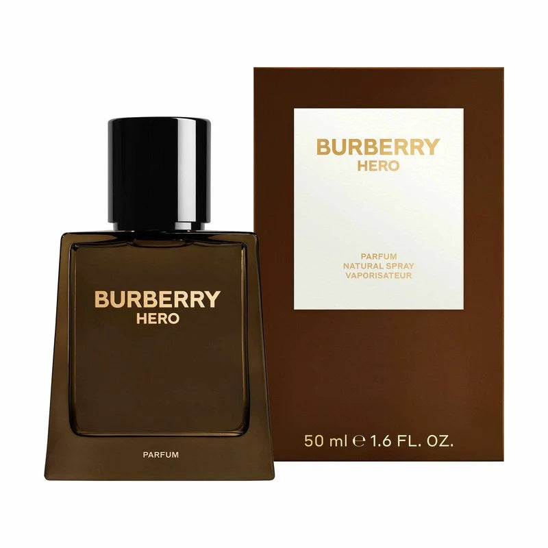 Burberry Hero perfume bottle and packaging on a white background