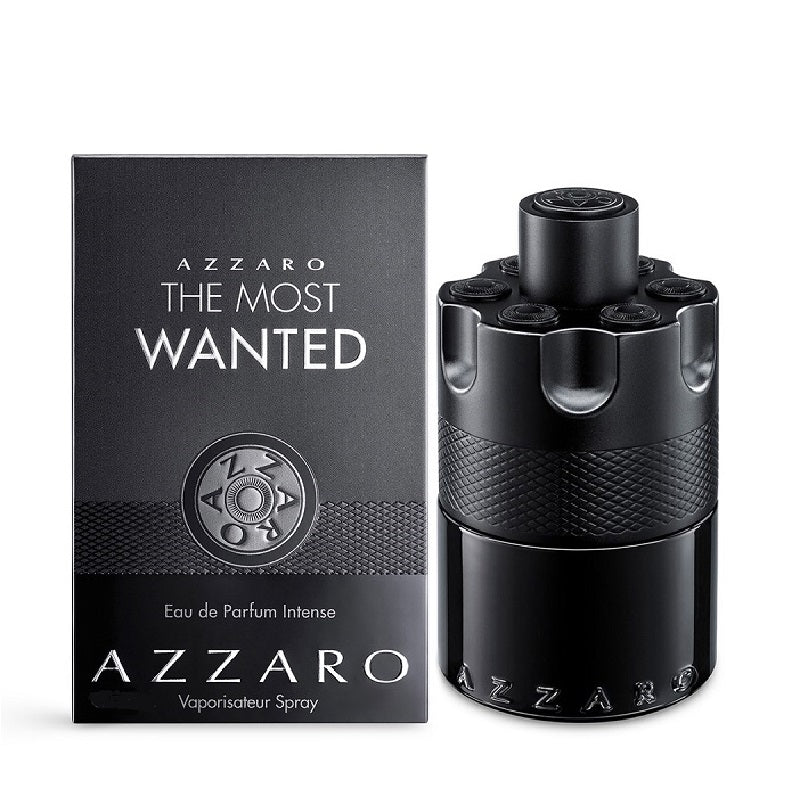 ox and Bottle Image: The Most Wanted Intense 100 ml Eau de Parfum by Azzaro – bold black bottle and matching box reflecting modern luxury and confidence.