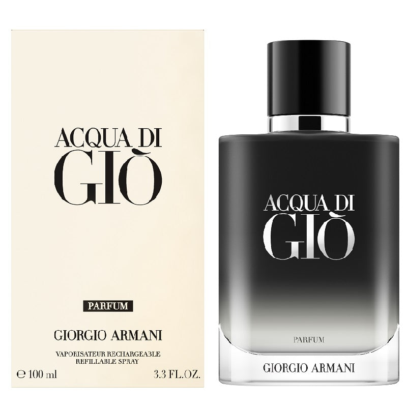 Giorgio Armani Acqua di Giò parfum bottle and packaging on a white background