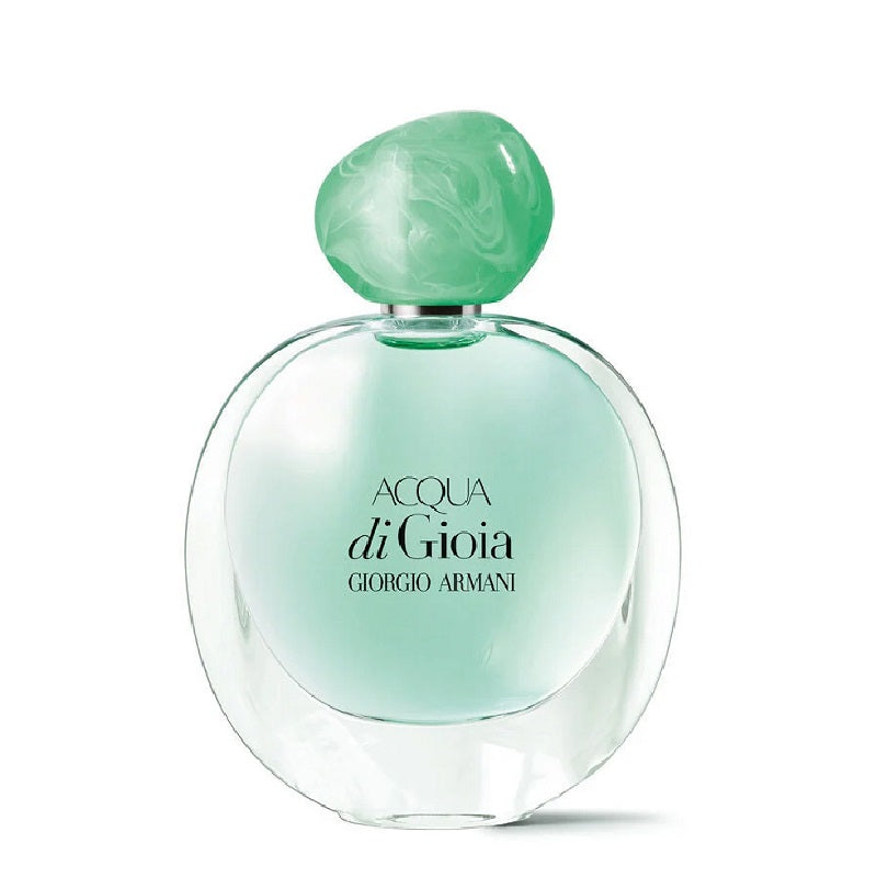 Giorgio Armani Acqua Di Gioia 100ml light green perfume bottle standing upright against a white background.