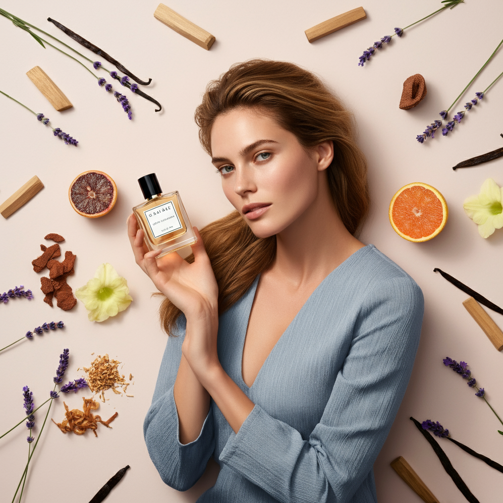 Science Behind Perfume How Fragrances Affect Your Mood - pretty model holding perfume wearing medical coat