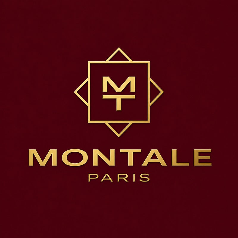 Gold Montale Paris logo on a deep burgundy background