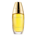 A 30ml bottle of Estee Lauder's 'Beautiful' Eau de Parfum, with a clear yellow liquid visible inside the transparent bottle and a gold-colored cap.