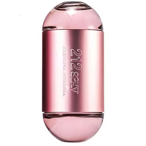 A mauve colored bottle of 212 Sexy Women Eau de Parfum by Carolina Herrera with a matte metallic cap.