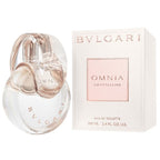Bulgari Omnia Crystalline perfume bottle and packaging on a white background