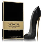 A bottle of 'Good Girl Supreme' Eau de Parfum by Carolina Herrera, with a decorative box, positioned next to a stylized high-heel shoe.
