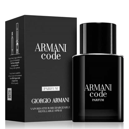Armani Code Parfum bottle and packaging on a white background