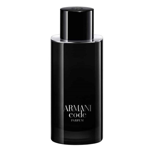 Black Armani Code Parfum bottle on white background