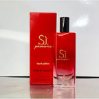 Red Giorgio Armani Si Passione perfume bottle and packaging on a white background