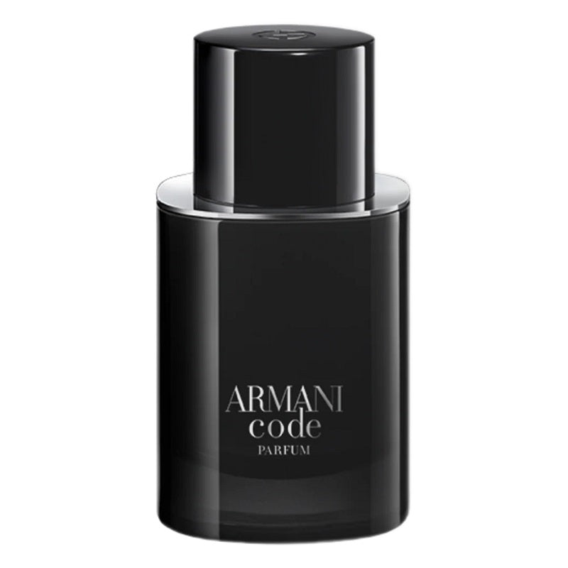 Black Armani Code perfume bottle on a white background