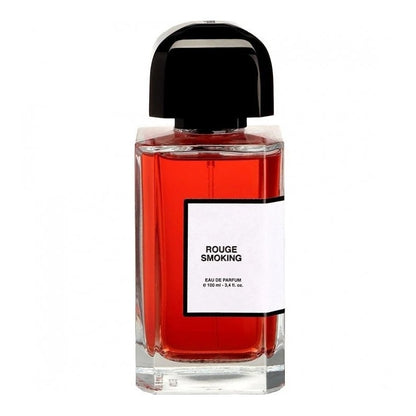 Bottle Image, Rouge Smoking 100 ml Eau de Parfum bottle by BDK Parfums – sleek red-tinted flacon with black cap capturing the allure of evening elegance and Parisian charm.