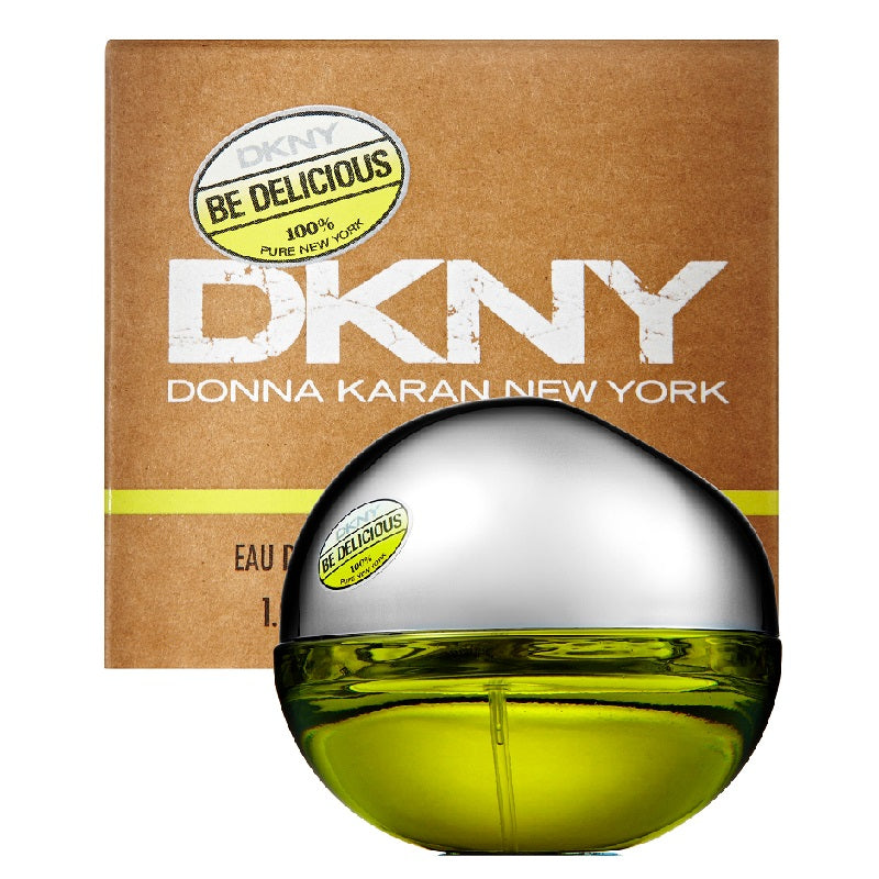 DKNY perfume bottle with packaging in the background