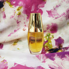 Perfume bottle labeled 'BEAUTIFUL' on a colorful floral background.