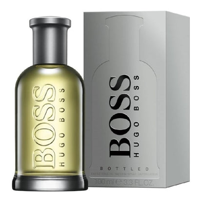 BOSS Hugo Boss perfume bottle and packaging on a white background