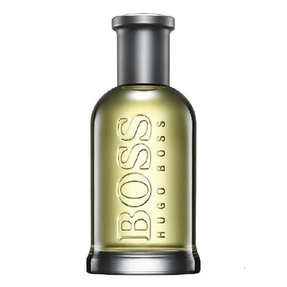 Hugo Boss perfume bottle on a white background