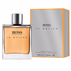 Hugo Boss In Motion perfume bottle and packaging on a white background