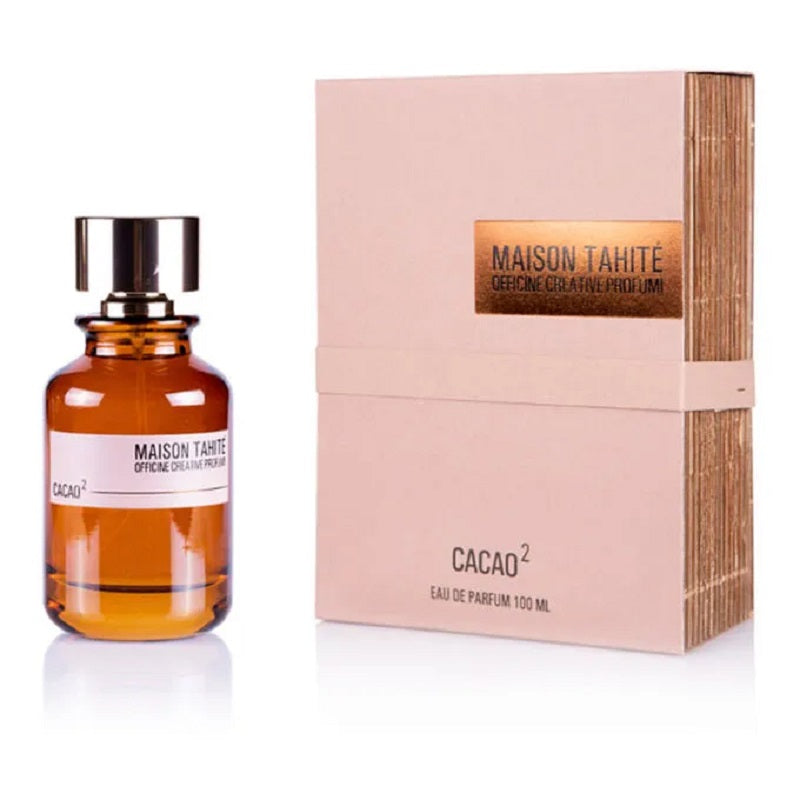 Maison Tahite Cacao 2 perfume bottle and packaging on a white background
