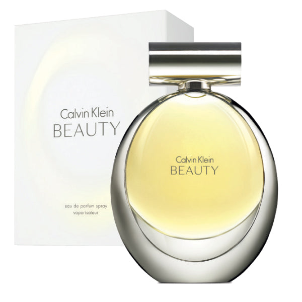 A bottle of Calvin Klein Beauty Eau de Parfum for women alongside its packaging box.