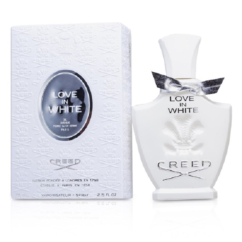 Creed 'Love in White' perfume bottle and packaging on a white background