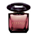 Versace Crystal Noir perfume bottle with a purple cap on a white background
