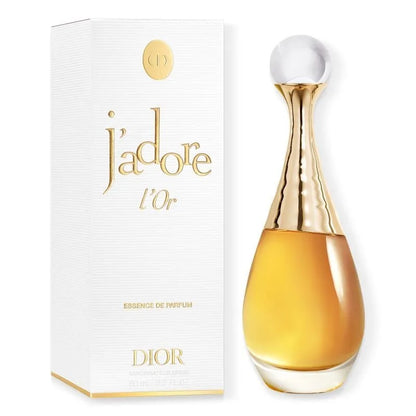 Dior j'adore l'Or perfume bottle and packaging on a white background