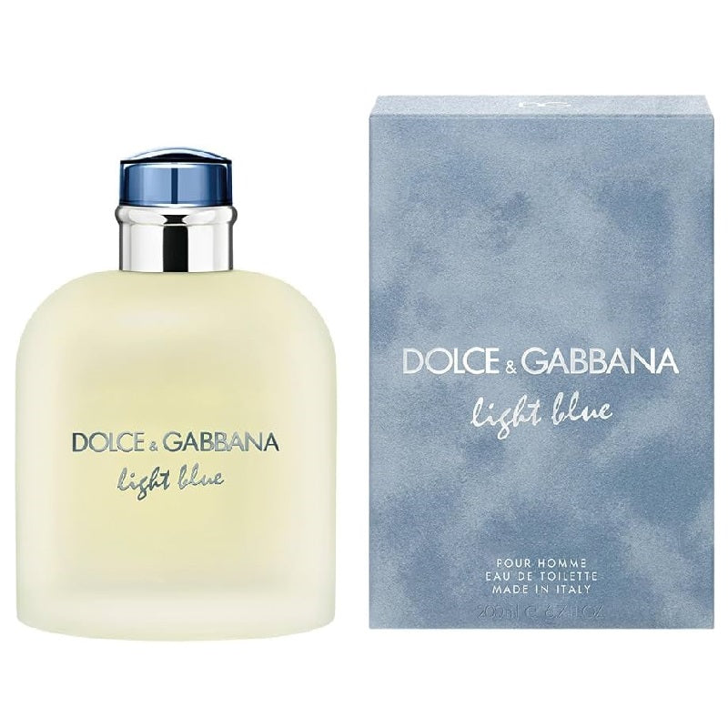 Dolce & Gabbana Light Blue perfume bottle and packaging on a white background