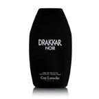 Black Drakkar Noir perfume bottle by Guy Laroche on a white background