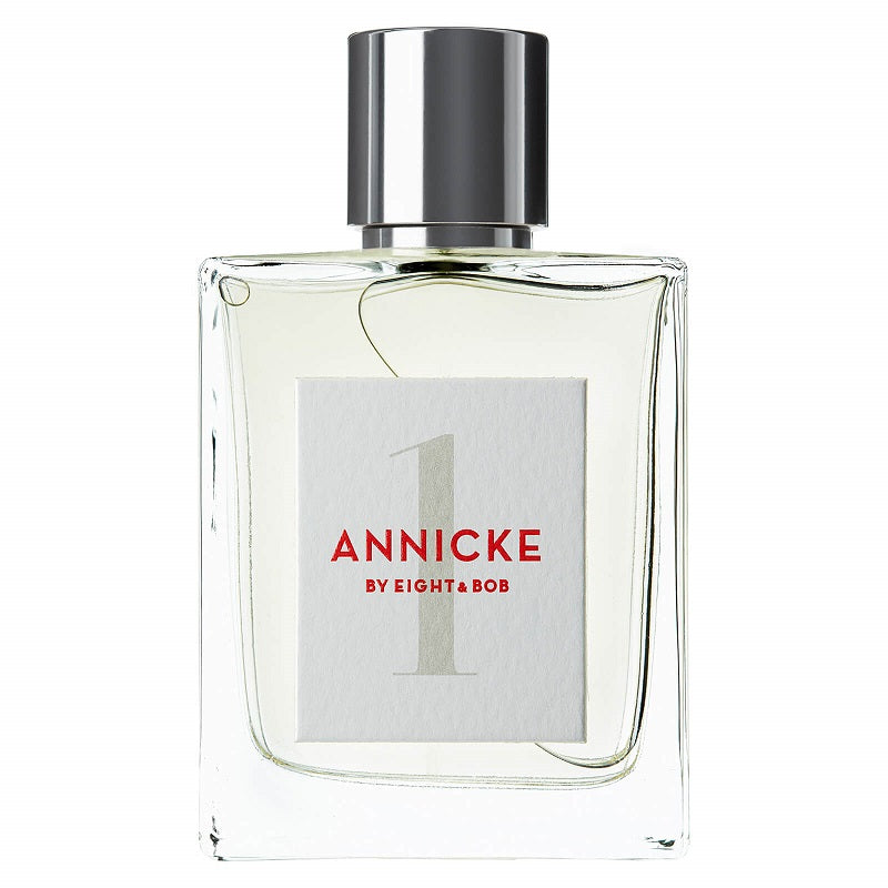 Perfume bottle labeled '1 Annicke by Eight & Bob' on a white background