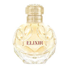 Perfume bottle labeled 'Elixir' with a gold cap on a white background