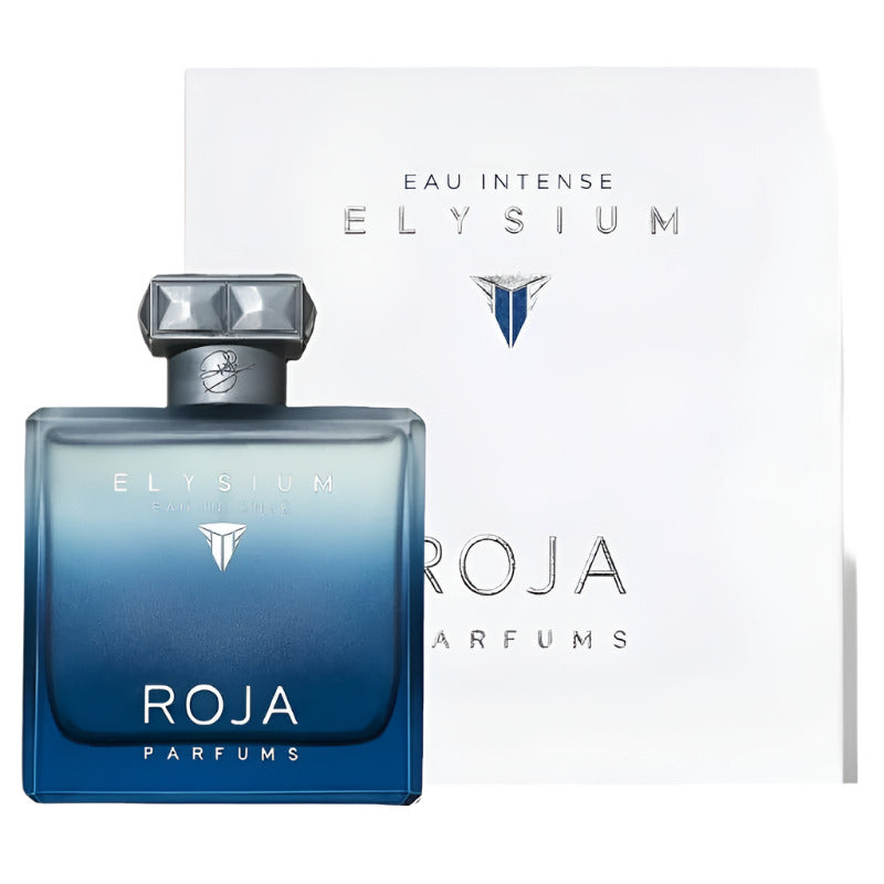 Roja Parfums Elysium perfume bottle and packaging on a white background