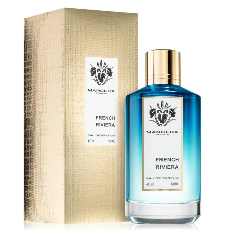 Mancera French Riviera perfume bottle and packaging on a white background