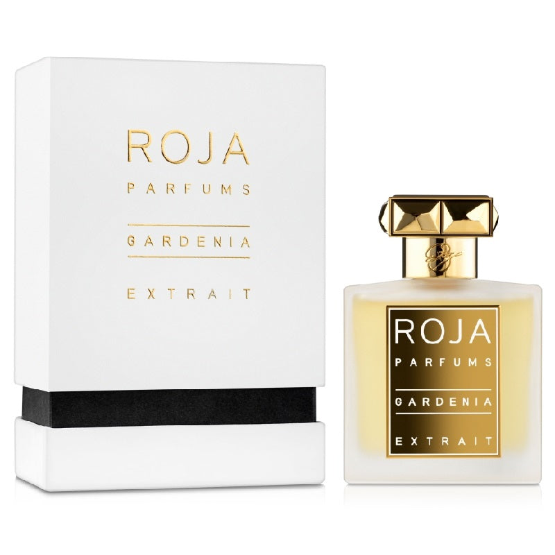 Roja Parfums Gardenia Extrait perfume bottle and packaging on a white background