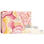 Chloe perfume set with colorful packaging on a white background