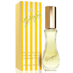 Giorgio Beverly Hills Eau De Toilette spray bottle with yellow and white striped packaging.