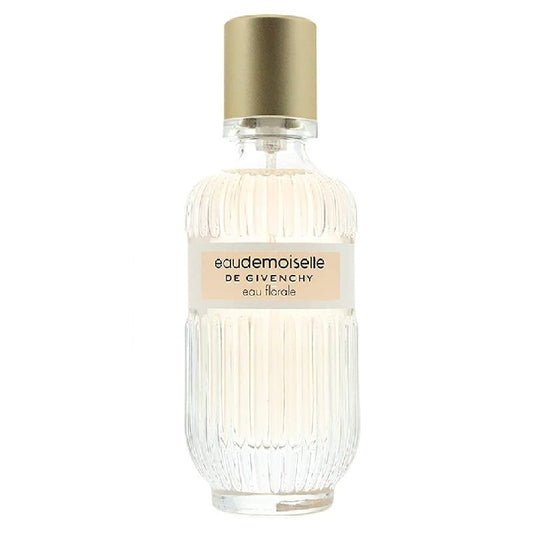 Perfume bottle labeled 'eaudemoiselle de Givenchy eau florale' on a white background