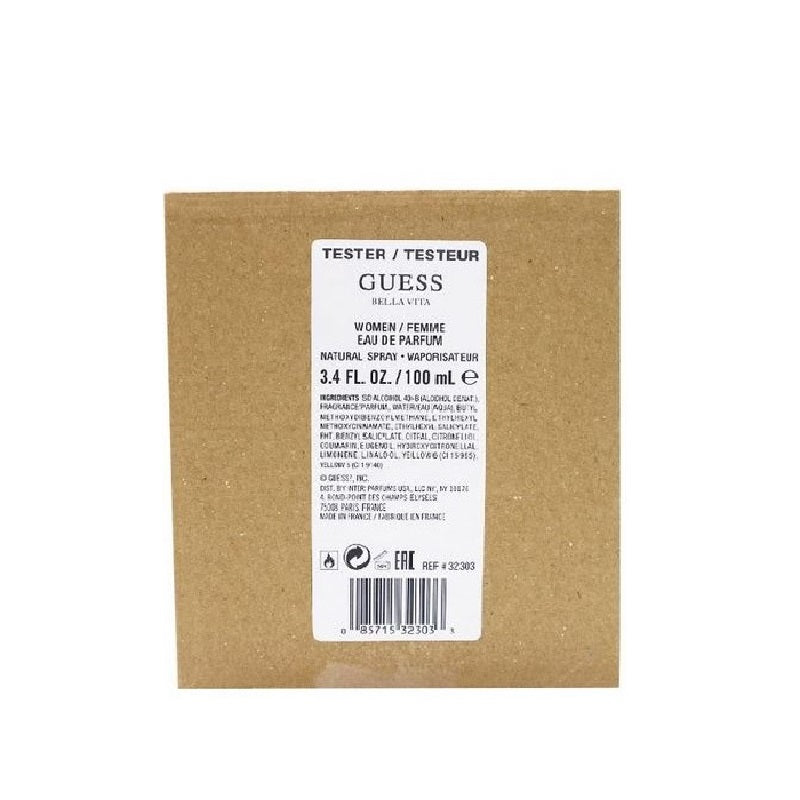 Guess perfume tester packaging with label on a white background