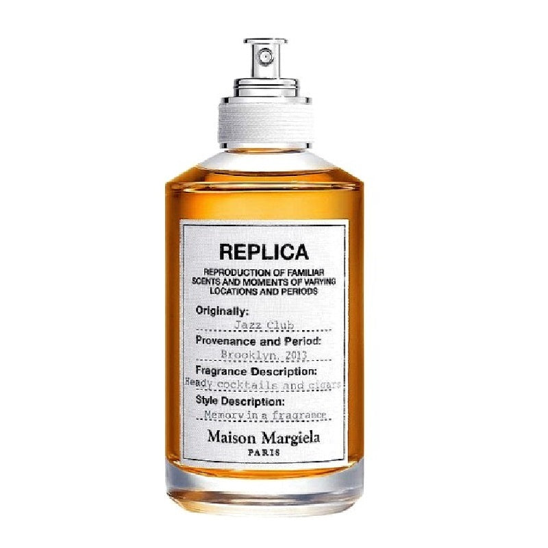A glass spray bottle of Maison Margiela Replica Jazz Club Eau de Toilette.