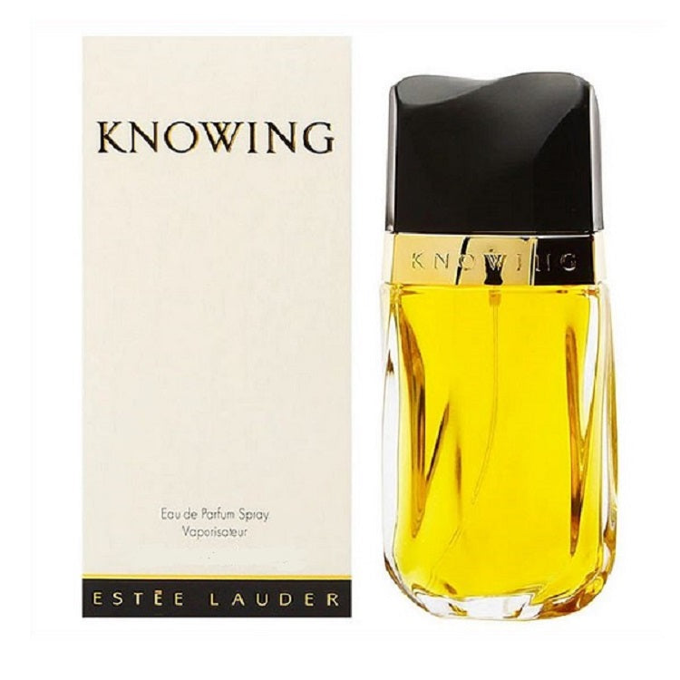 Estée Lauder Knowing perfume bottle and packaging on a white background