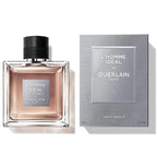 Perfume bottle and packaging on a white background