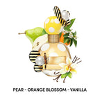 Perfume bottle with decorative elements on a white background