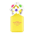 Yellow perfume bottle with floral design and 'Marc Jacobs' branding on a white background