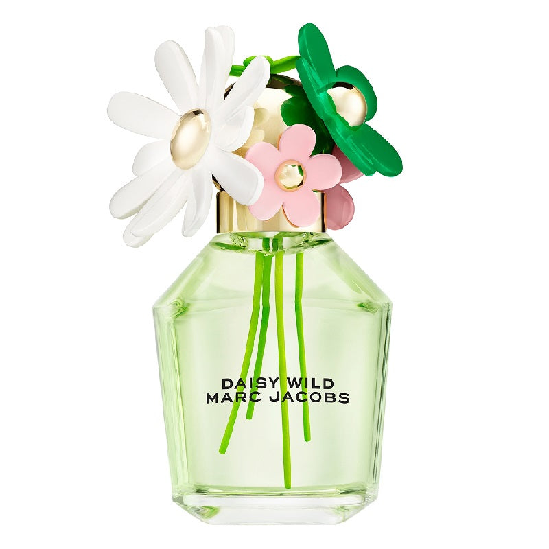 Marc Jacobs Daisy Wild perfume bottle with floral design on a white background