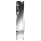 A tall, slender bottle of White Luminous Gold Eau de Parfum by Michael Kors with a silver cap and label.
