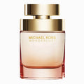 Michael Kors Wonderlust perfume bottle with gold cap on a white background