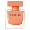 Narciso perfume bottle with peach-colored cap and body on a white background