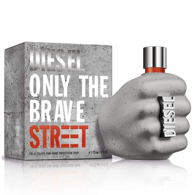 Diesel Only The Brave Street perfume bottle and packaging on a white background