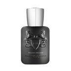 A black bottle of Pegasus Exclusif Eau de Parfum by Parfums De Marly with a metallic cap and a emblem logo.