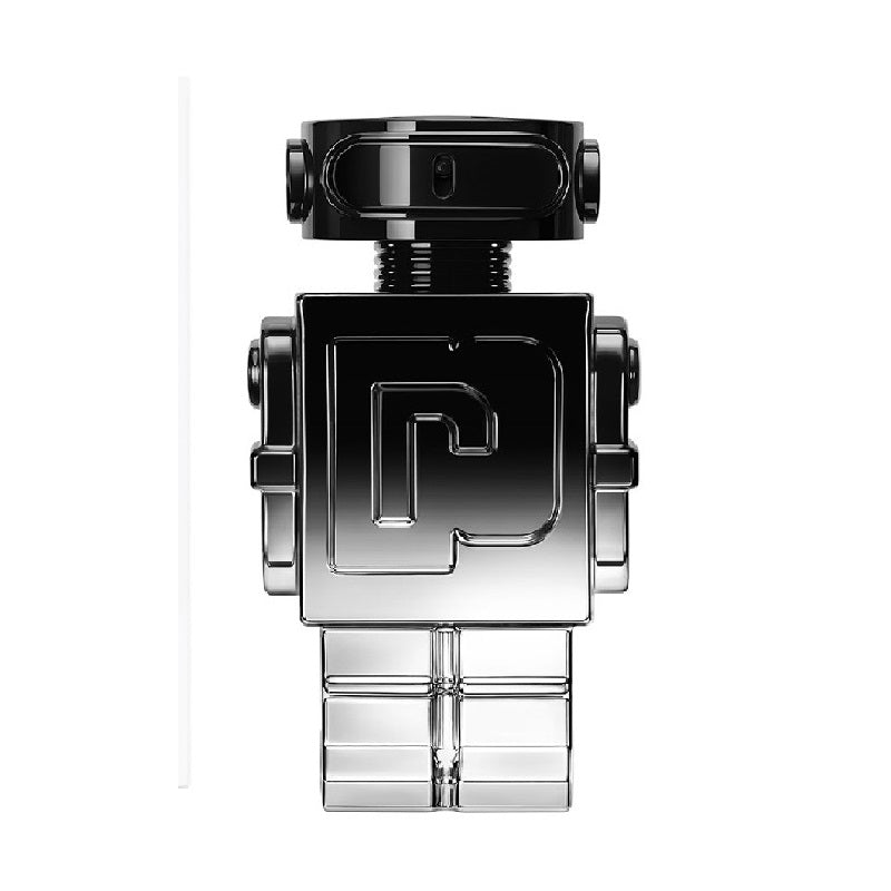 Black and silver watch with a prominent brand logo on a white background